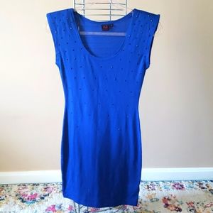 Royal blue bodycon stud shine form fitting dress